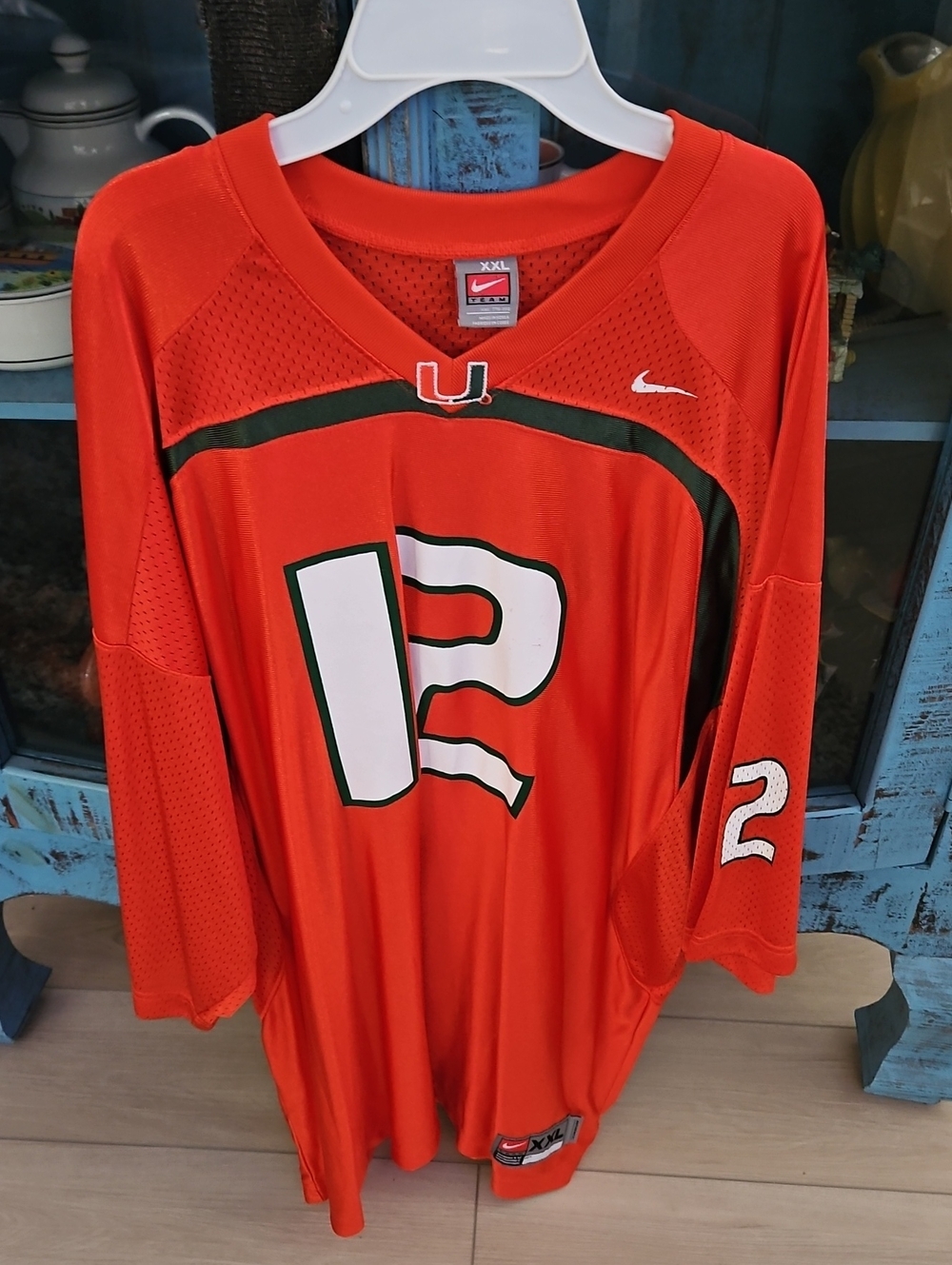 Nike Orange & White Football Jersey with Green Accents Umiami Never Worn